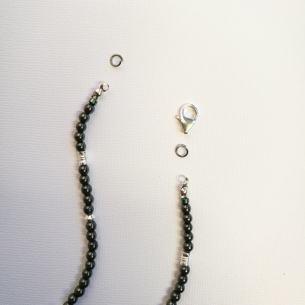 męski naszyjnik z hematytów i srebra