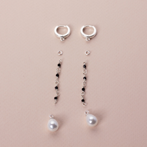 komplet z perłą i spinelami