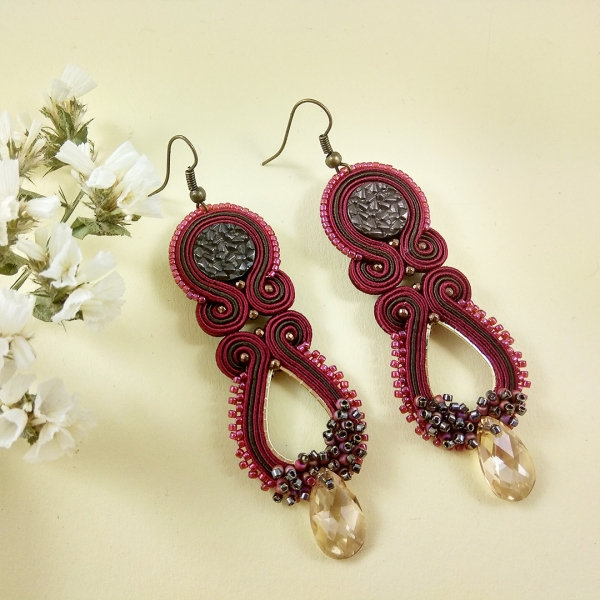 kolczyki sutasz Wiśnie w czekoladzie