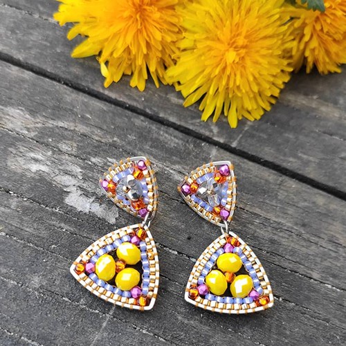 kolczyki z koralików Miyuki i kryształków