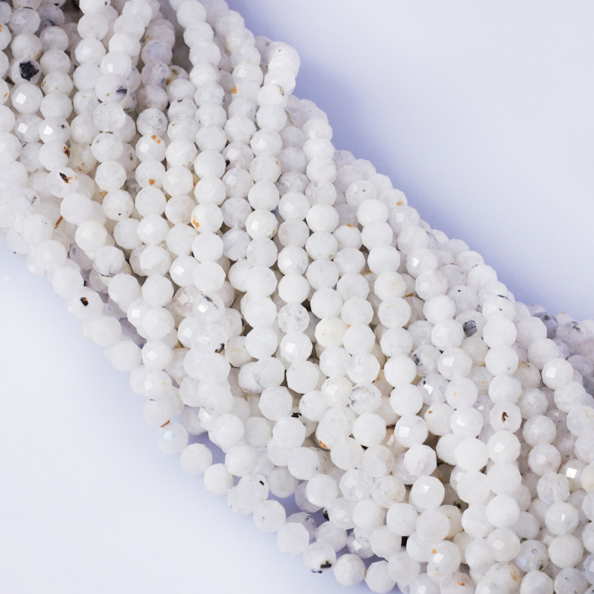 koralik kulka fasetowana biala kamien ksiezycowy DK0976