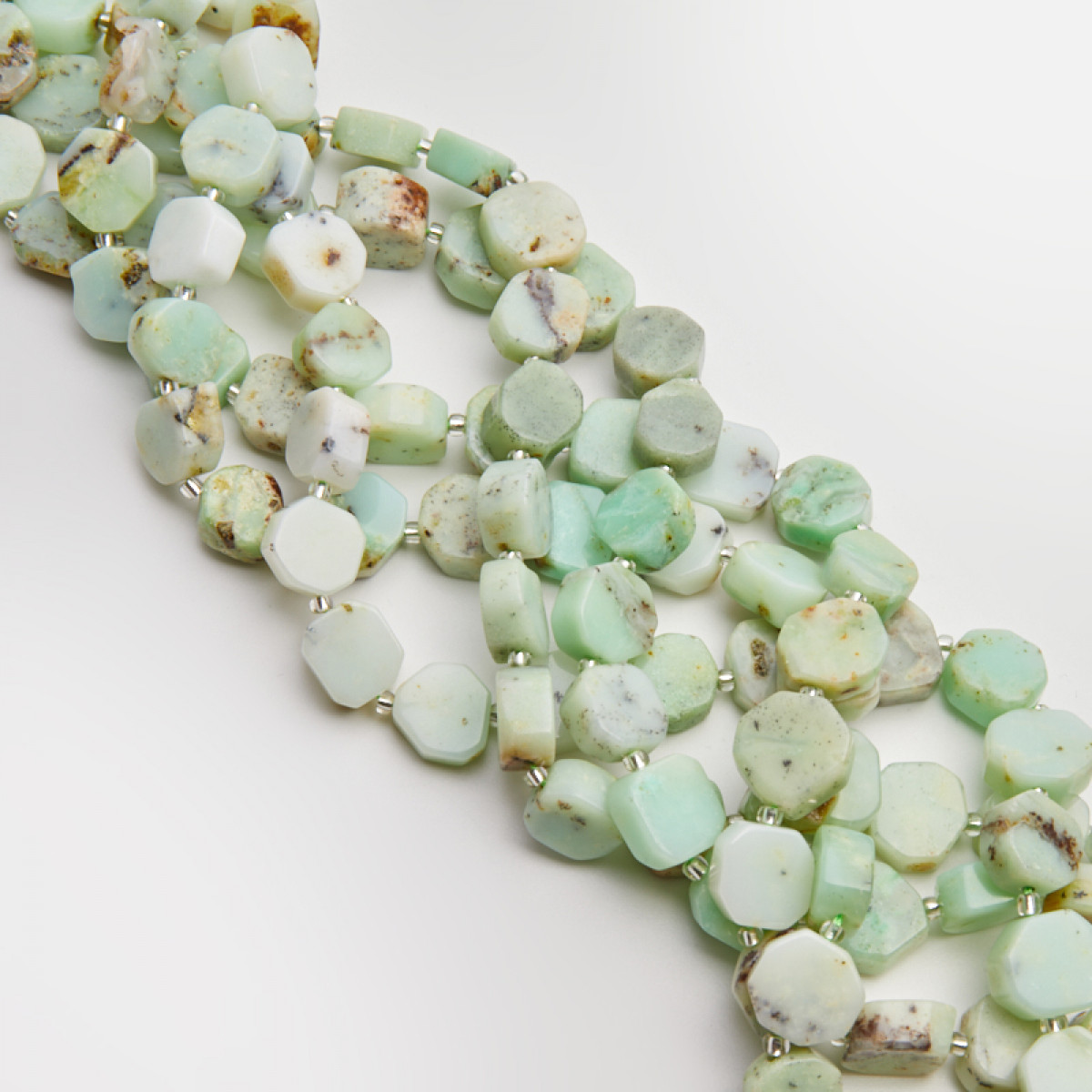 koralik moneta nieregularna zielona chryzopraz KA1569