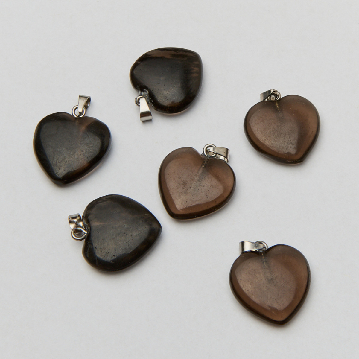 kwarc dymny, zawieszka serce, KA1658