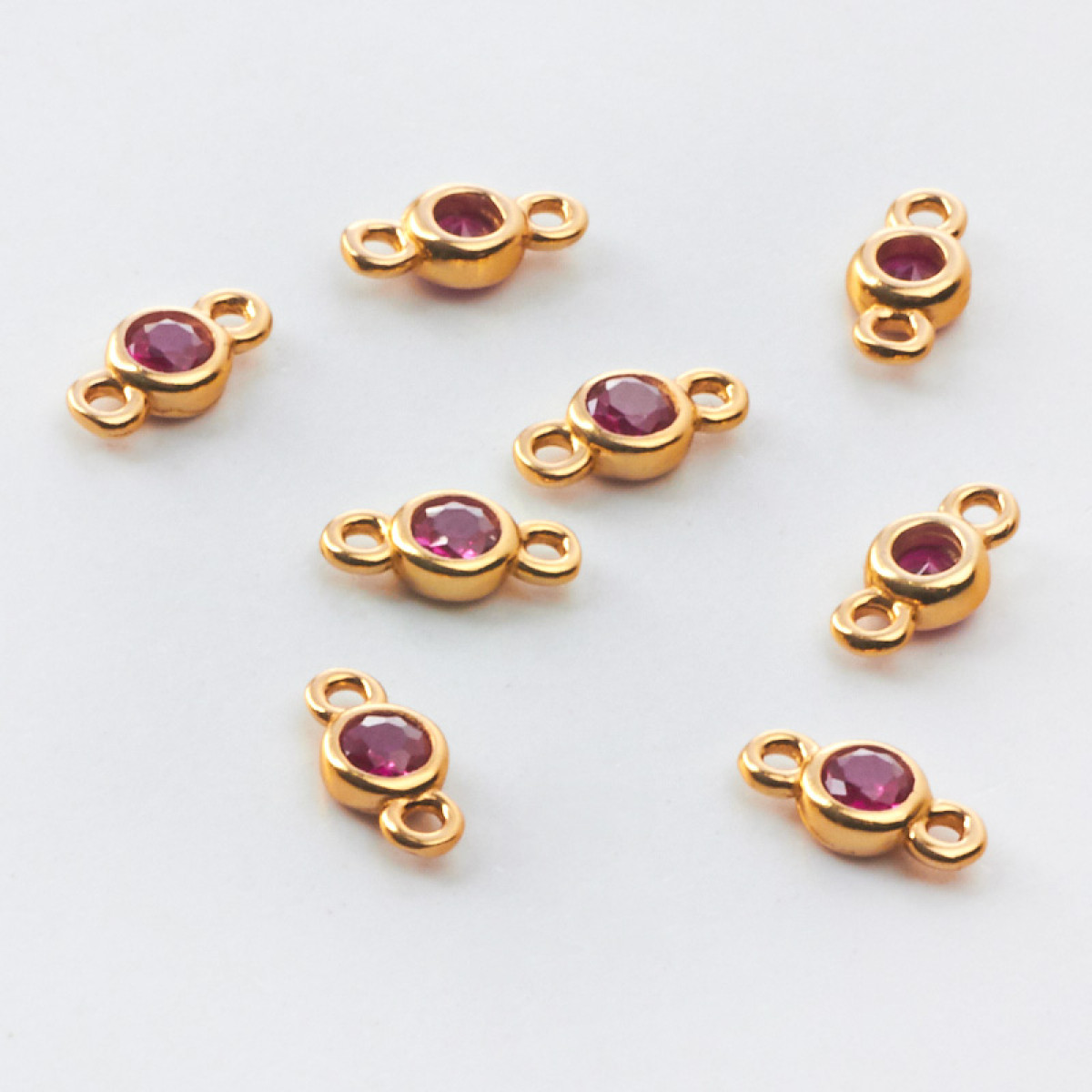 złoty łącznik ze srebra z bordową cyrkonią, PS5260B