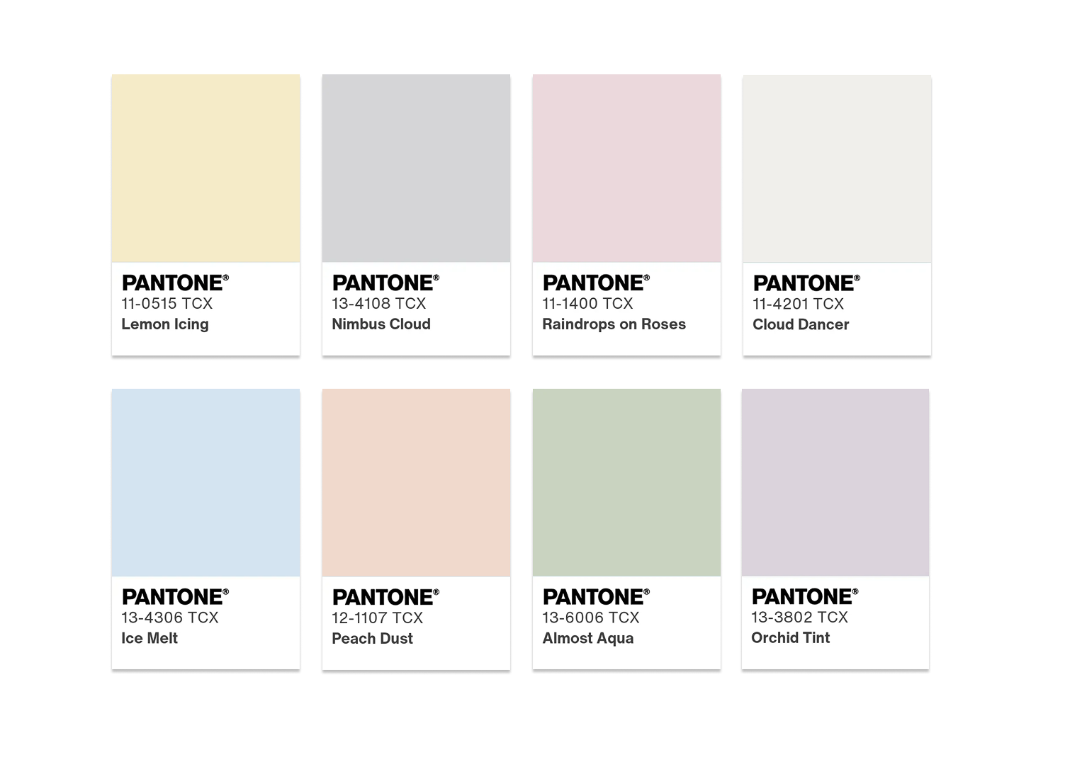 pantone palette colored pastels