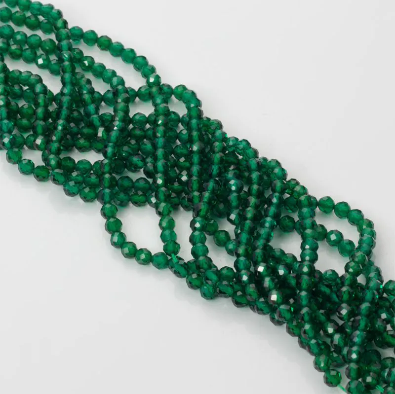 Szmaragd klarowany kulki fasetowane 3 mm [DK0577]