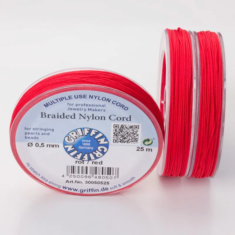 Griffin nylonowy sznurek do makramy 0.5mm czerwony [GF0144]