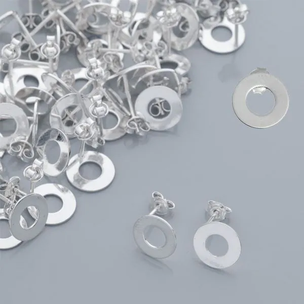 Srebrne kolczyki celebrytki kółka wycięte, Ag 925, 10 mm [PS1168]