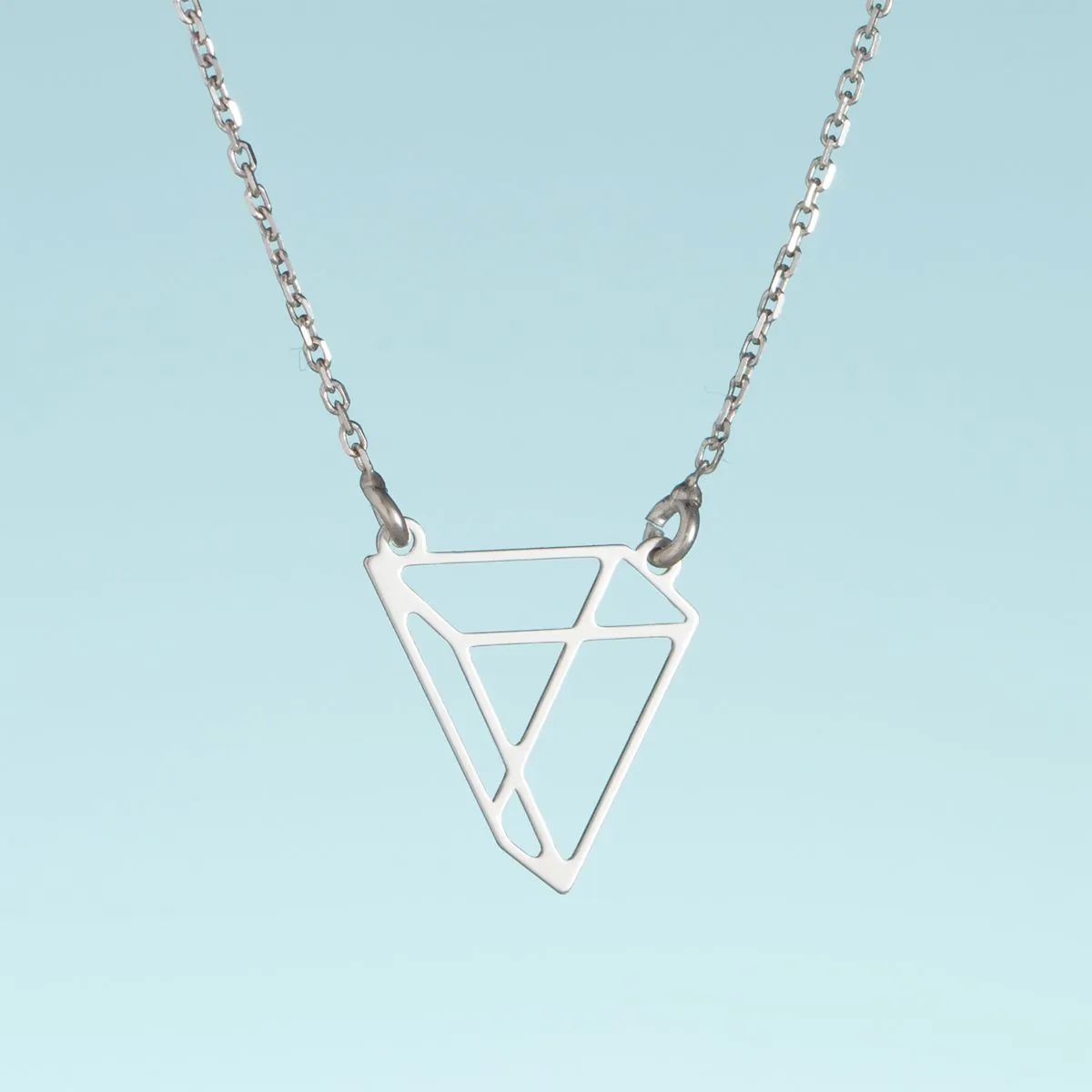 Srebrny rodowany naszyjnik origami Piramiddo AG925 44 cm [PS5719]