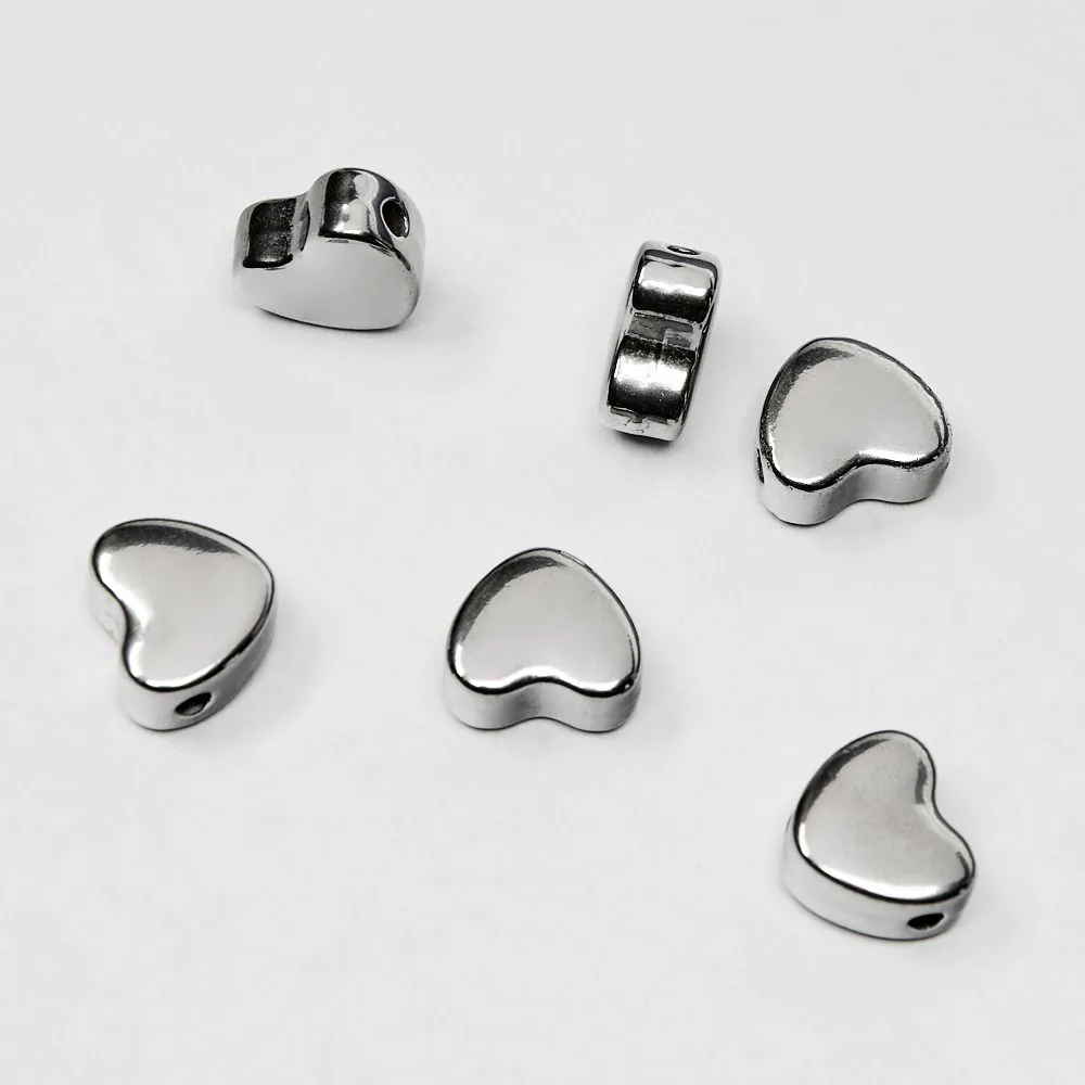 Koralik serce ze stali chirurgicznej w kolorze srebrnym, ST1317A