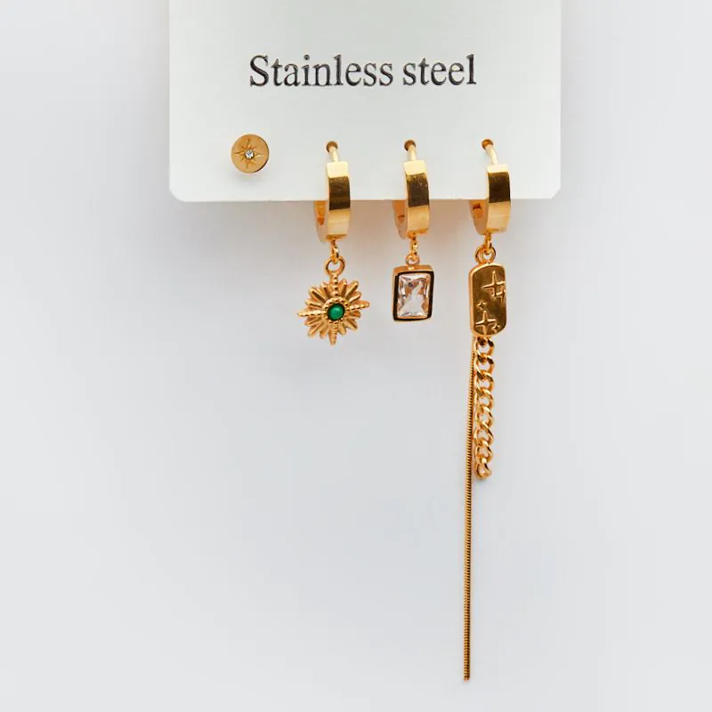 Zestaw kolczyków mix w kolorze złotym [ST9284B]