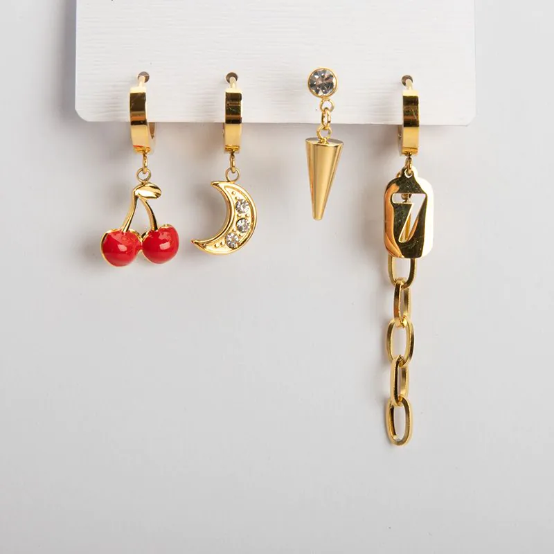 Zestaw kolczyków mix w kolorze złotym [ST9285B]