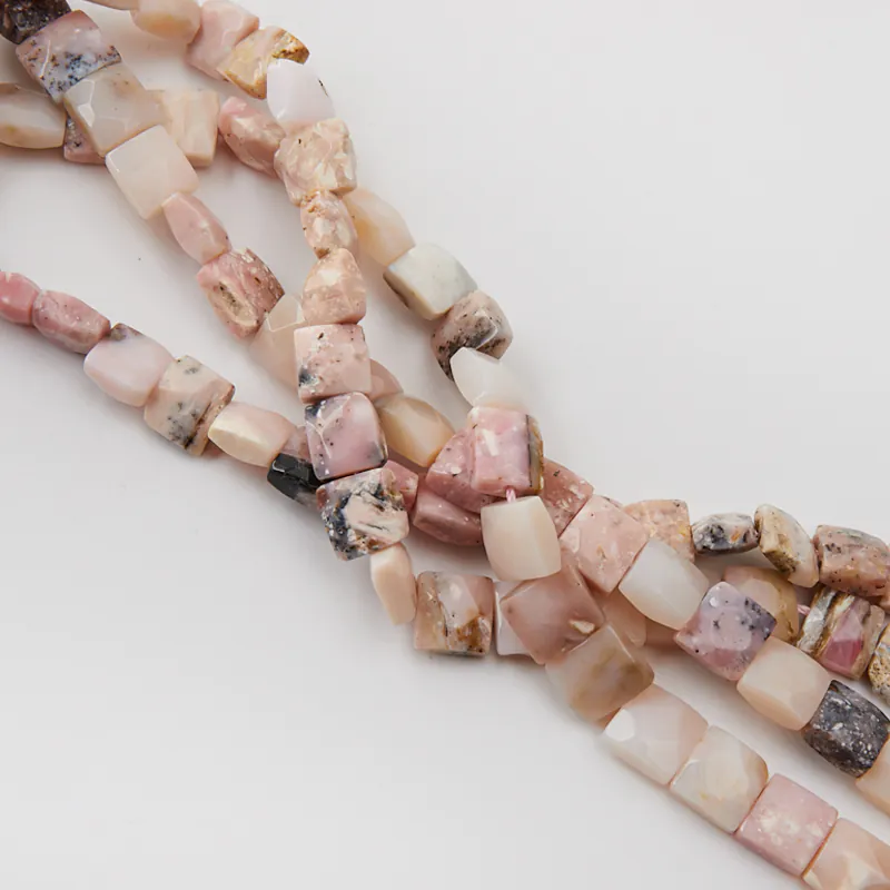 Koraliki opal różowy walec okrągły 9x6 mm [DK0079]