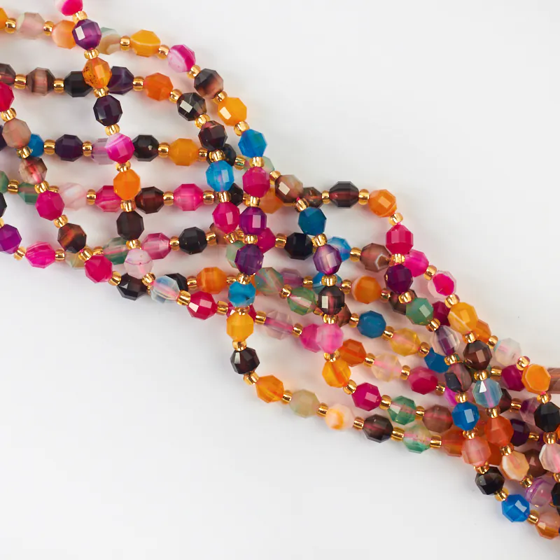 Koraliki mix agatów baryłka fasetowana 6 mm [DK1618]