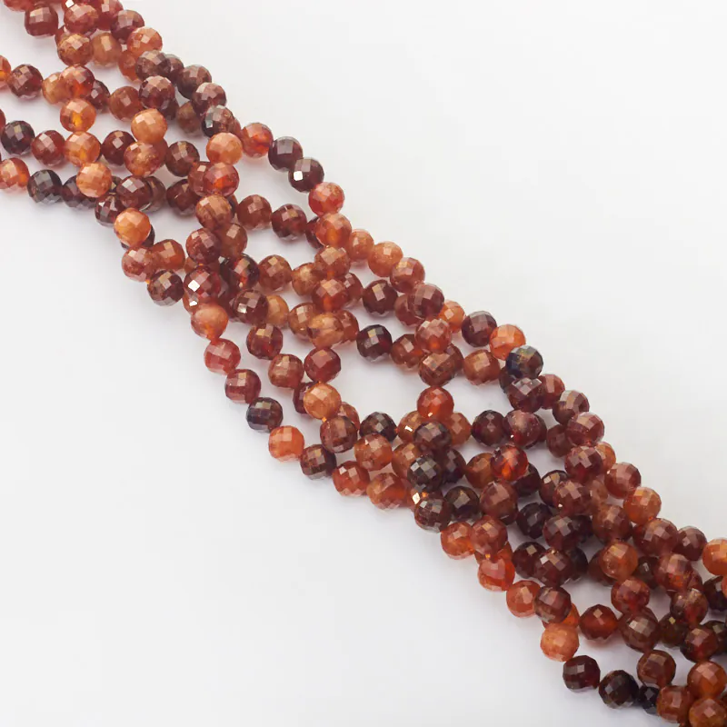 Koraliki granat pomarańczowy kulka fasetowana 6 mm [DK2110]