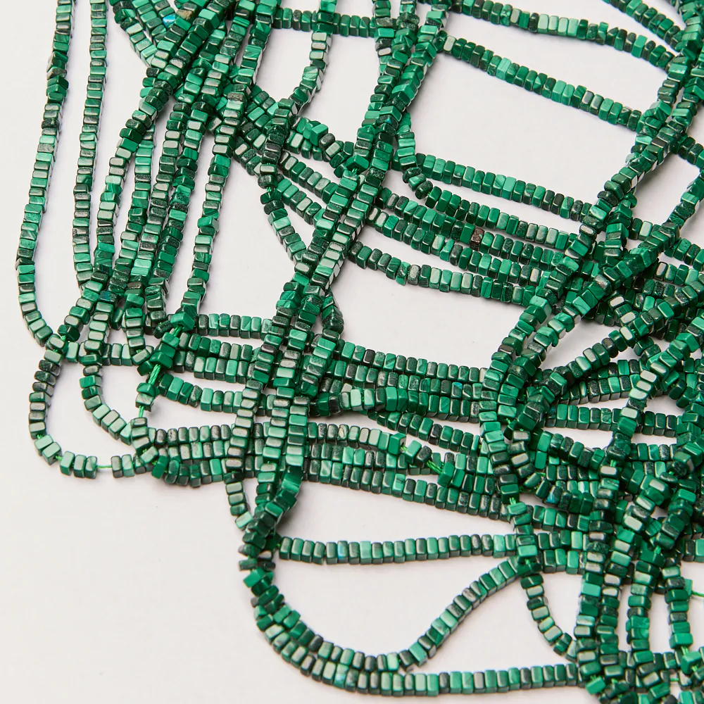 Koraliki malachit naturalny kwadracik płaski 1,5x2,5 mm [DK3132]