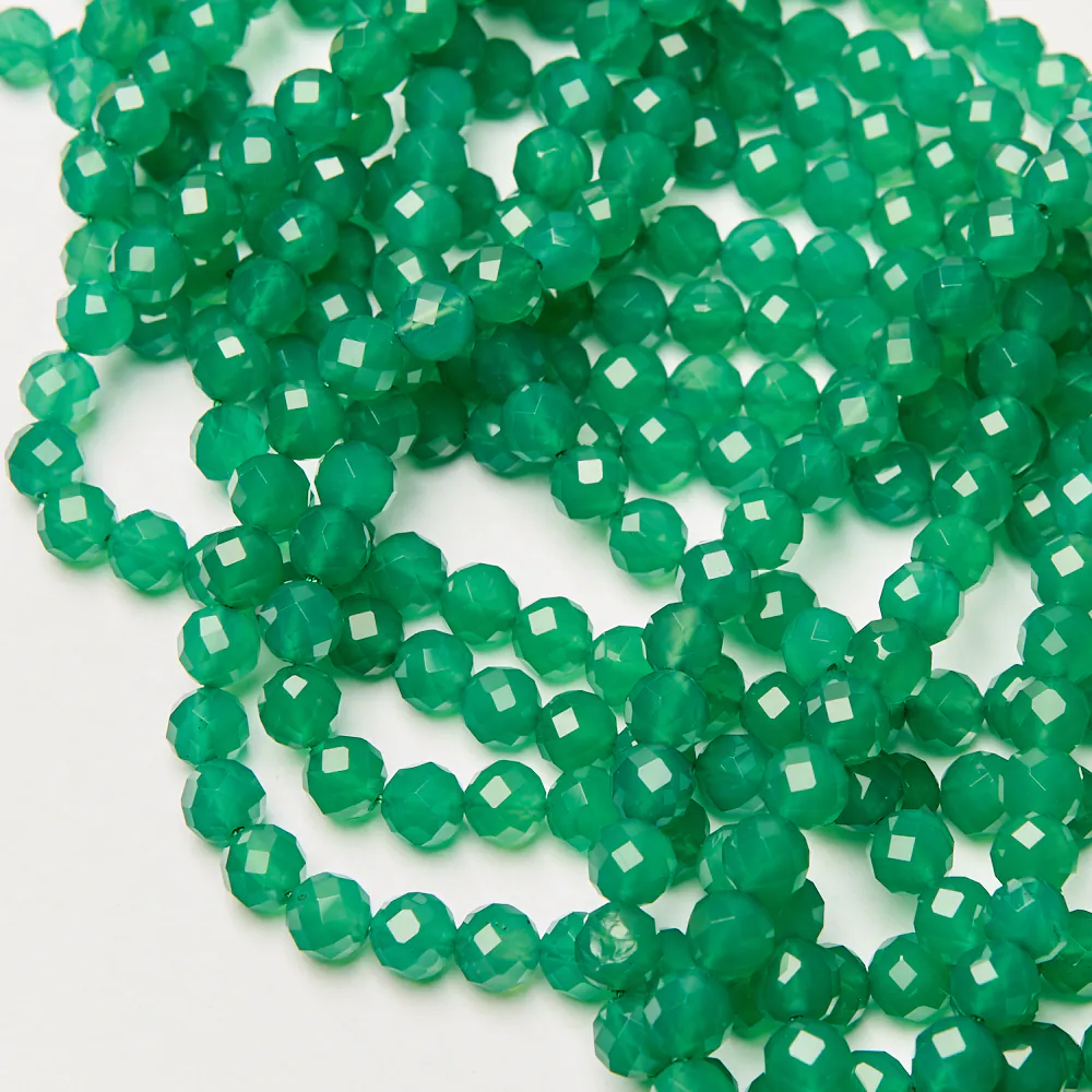 Koraliki agat zielony kulka fasetowana 8 mm [DK3180]