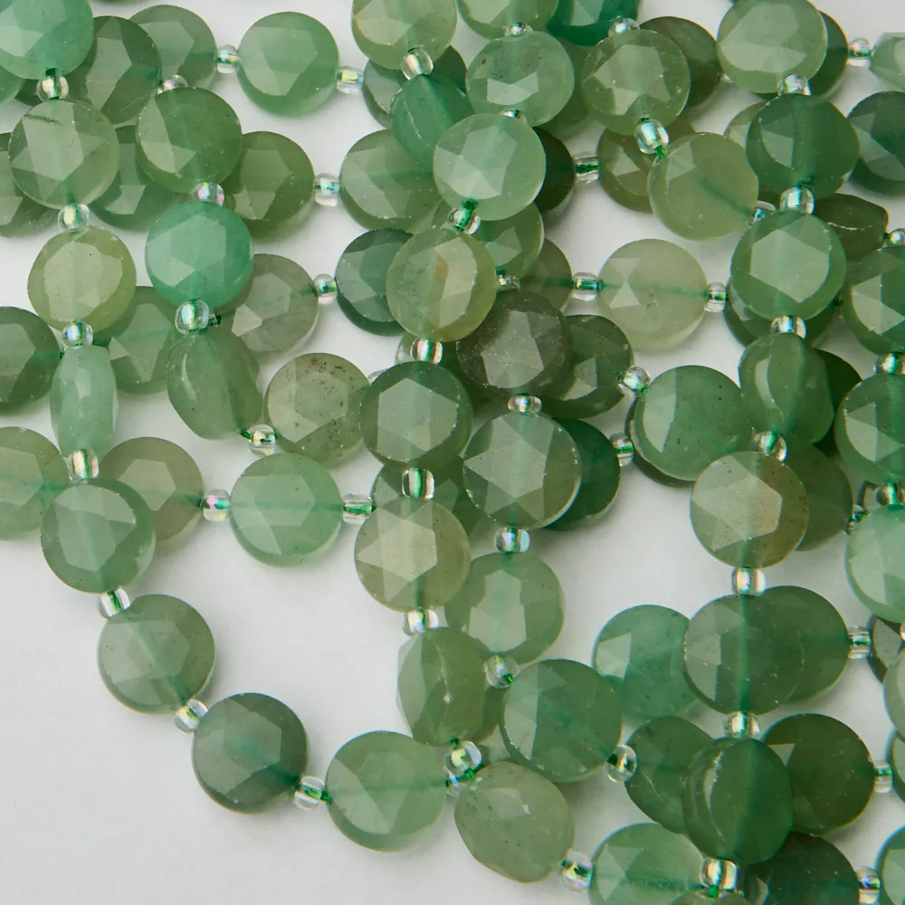 Koraliki awenturyn zielony dysk fasetowany 10 mm [DK6039]
