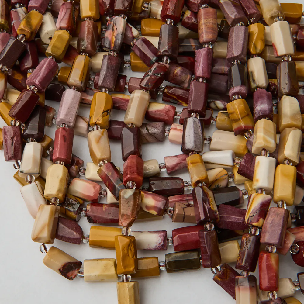 Koraliki jaspis mokait słupek ciosany 12x8 mm [DK6082]