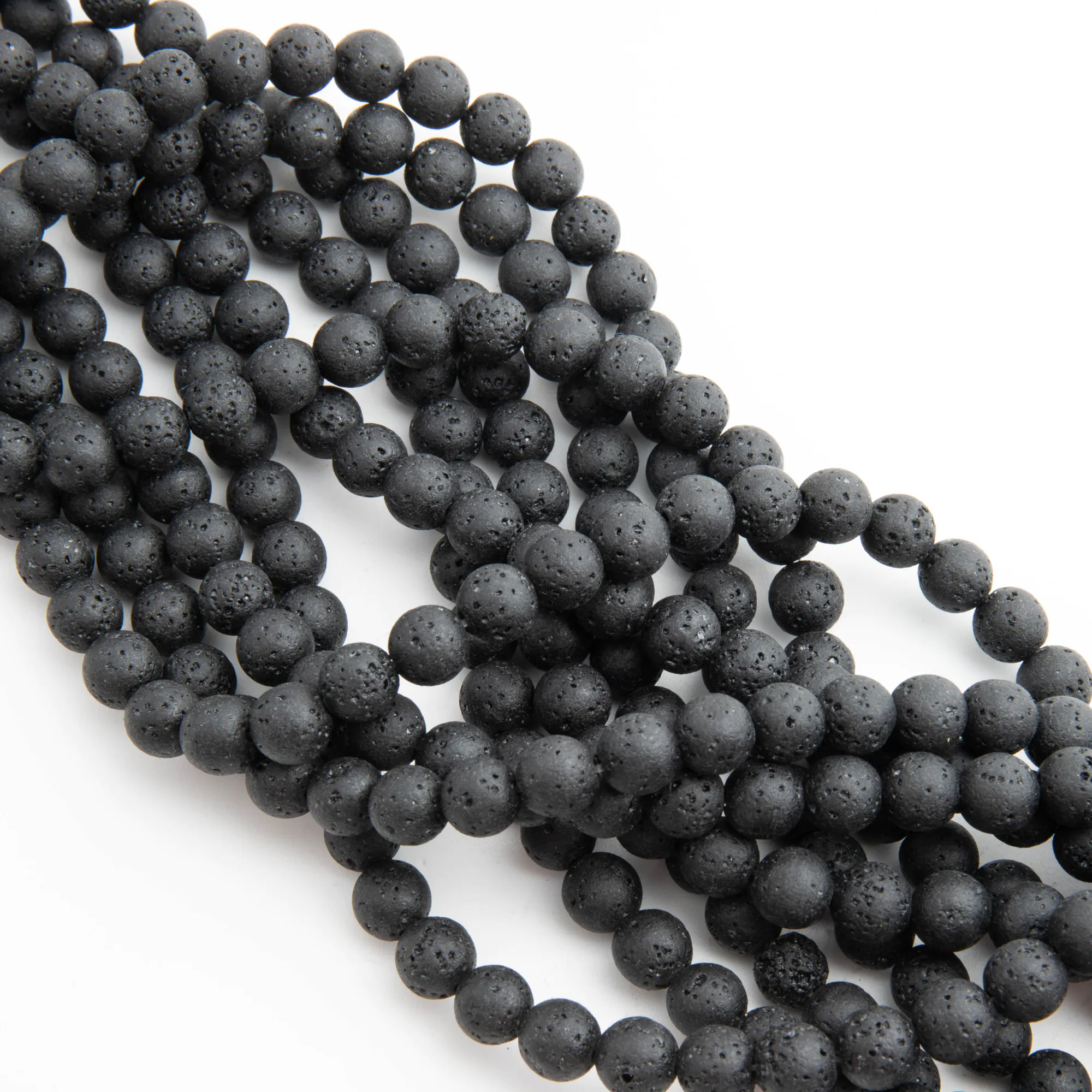 Koraliki lawa kulka gładka czarna 8,5 mm [KA1415 1]