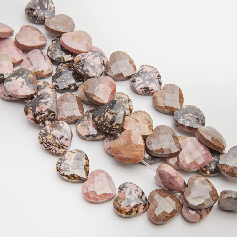 Koraliki rodonit serce fasetowane 15 mm [KA1552]