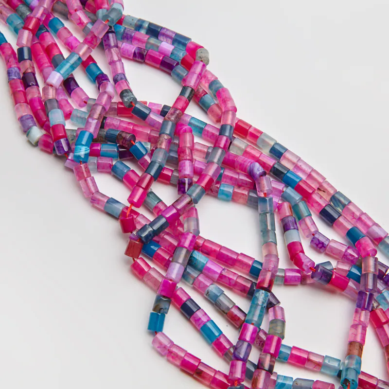 Koraliki mix agatów walec gładki 6x6,5 mm [KA2207]