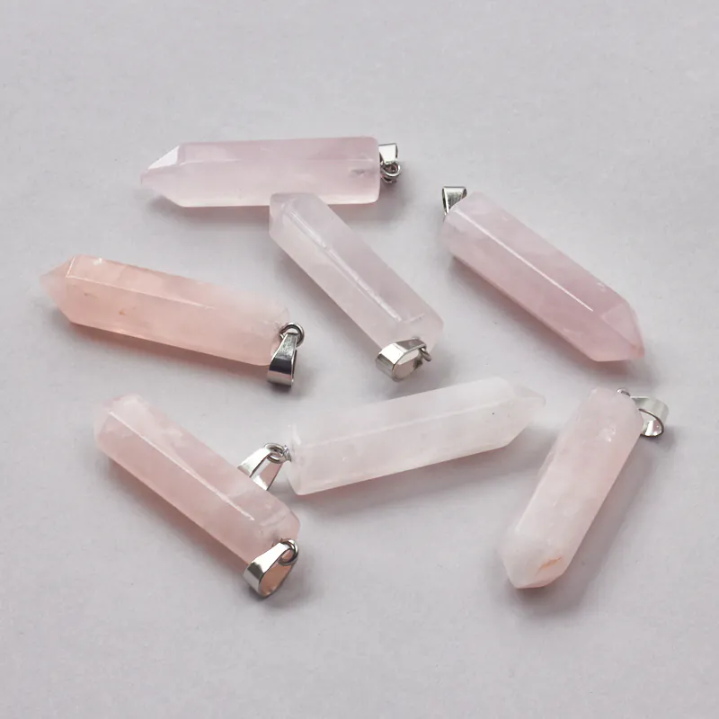 Różowy kryształ górski zawieszka grot 50 mm [KB0609]